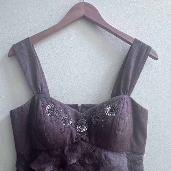 Vintage IGNITE EVENINGS Two Piece Tiered Midi Dress with Jacket Size 6 Beaded - Picture 5 of 9